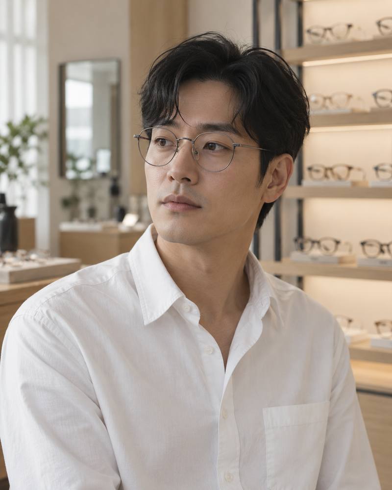 사무 작업용 안경 착용